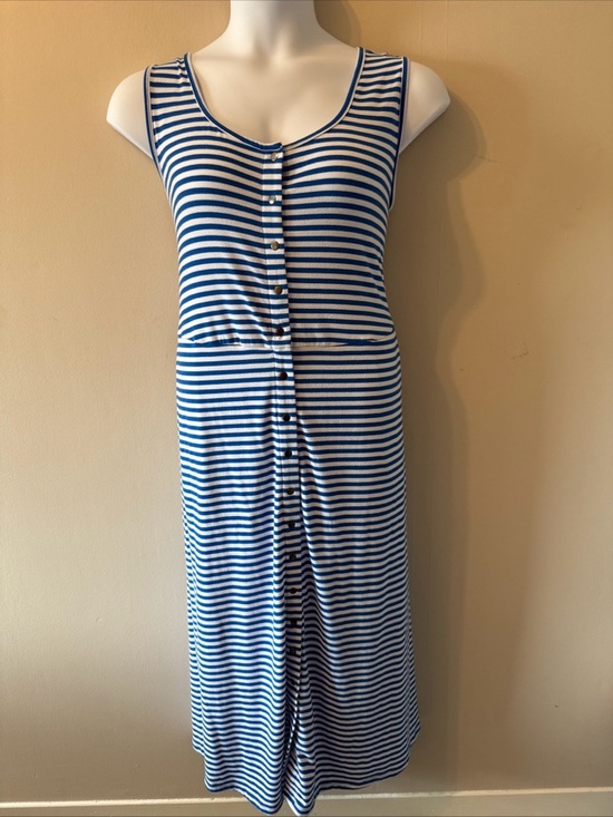 Torrid Dresses & Skirts - Torrid Blue & White Stripe Maxi Jersey Snap Front Dress Nautical Preppy Size 3